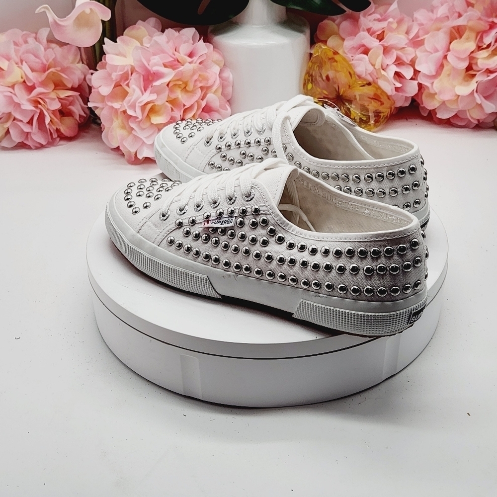 Superga 2750 COTSTUDS1W White Studded Sneakers - Picture 3 of 15
